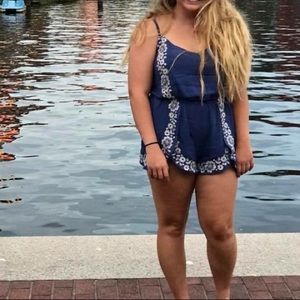 Blue floral romper